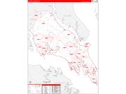 St. Mary's County, MD Wall Map Zip Code Red Line Style 2022